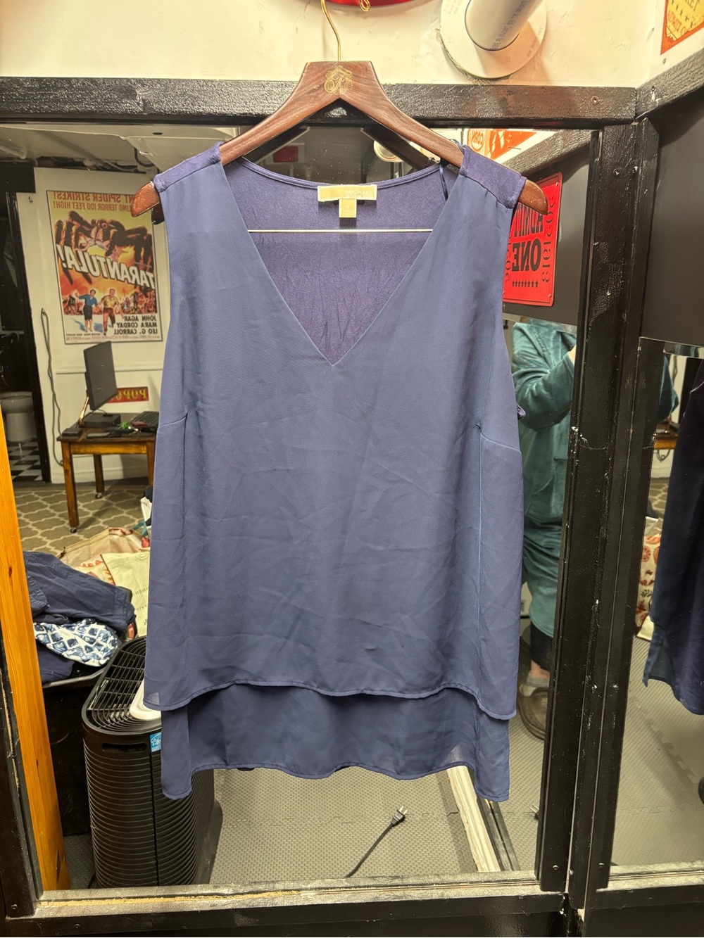 Michael Kors Navy Layered V-Neck Sleeveless Camisole
